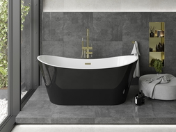 Baignoire Mexen Montana autoportante 180 x 80 cm, blanche/noire, évacuation en or brossé - 52011808075-55
