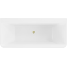 Baignoire Mexen Volta murale autonome 170 x 75 cm, blanc/noir, évacuation dorée brossée - 51131707575-55