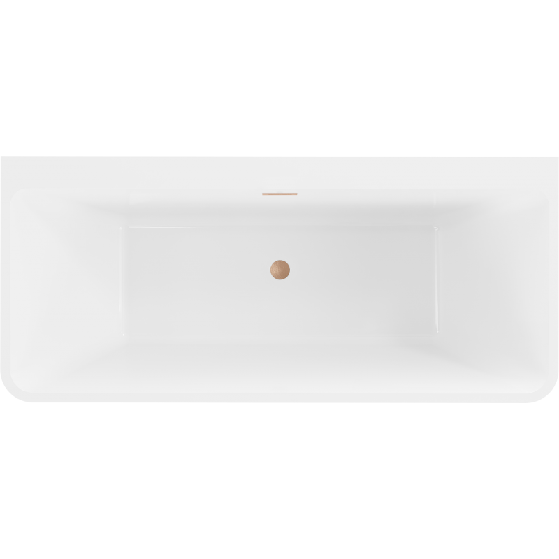 Mexen Volta baignoire autoportante adossée 170 x 75 cm, blanche/noire, trop-plein cuivre brossé - 51131707575-65