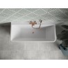 Mexen Volta baignoire autoportante adossée 170 x 75 cm, blanche/noire, trop-plein cuivre brossé - 51131707575-65