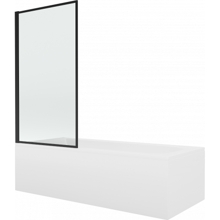 Baignoire rectangulaire Mexen Vega 170 x 70 cm avec habillage et paroi 1-volet 70 cm, motif noir fixe - 550117070X9307007070