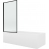 Baignoire rectangulaire Mexen Vega 170 x 70 cm avec habillage et paroi 1-volet 70 cm, motif noir fixe - 550117070X9307007070