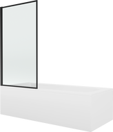 Baignoire rectangulaire Mexen Vega 170 x 70 cm avec habillage et paroi 1-volet 70 cm, motif noir fixe - 550117070X9307007070