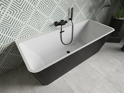 Mexen Volta baignoire freestanding murale 170 x 75 cm, blanche/noire, évacuation noire - 51131707575-70