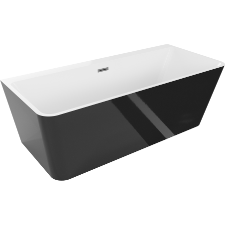 Mexen Volta baignoire îlot adossée 150 x 75 cm, blanche/noire, trop-plein gun metal - 51131507575-95