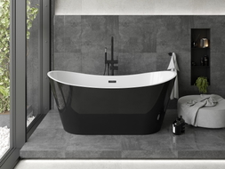 Mexen Montana baignoire autoportante 180 x 80 cm, blanc/noir, trop-plein noir - 52011808075-70