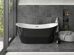 Mexen Montana baignoire autoportante 180 x 80 cm, blanche/noire, trop-plein gun metal - 52011808075-95