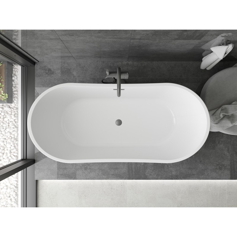 Mexen Montana baignoire autoportante 180 x 80 cm, blanche/noire, trop-plein gun metal - 52011808075-95