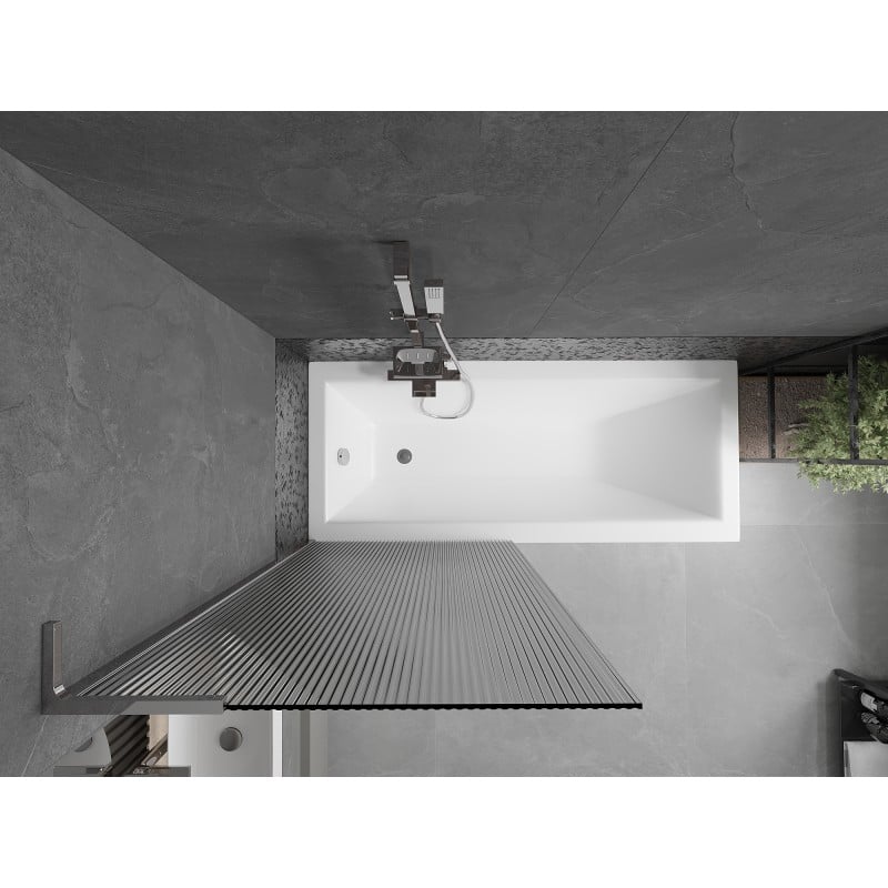 Mexen Next L paroi de baignoire 1 volet 80 x 150 cm, rayures, chrome - 895-080-000-03-09-01
