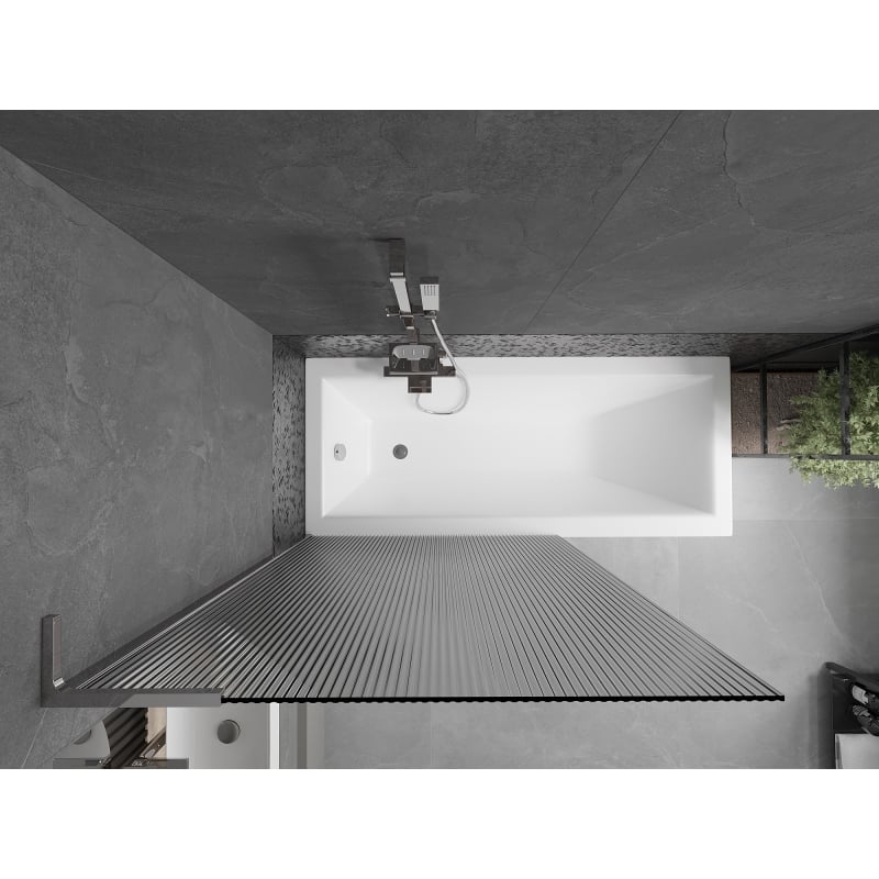 Mexen Next L pare-douche de baignoire à 1 volet 100 x 150 cm, rayures, chrome - 895-100-000-03-09-01