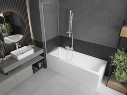 Mexen Next L pare-douche 1-volet 50 x 150 cm, rayures, blanc - 895-050-000-03-09-20