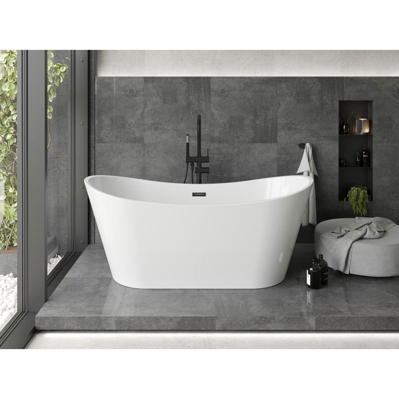 Mexen Montana baignoire autoportante 180 x 90 cm, blanche, trop-plein noir - 52011809000-70