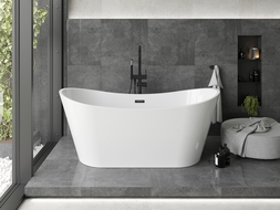 Baignoire Mexen Montana indépendante 180 x 90 cm, blanche, trop-plein noir - 52011809000-70