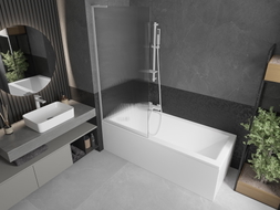Mexen Next L pare-baignoire 1 vantail 80 x 150 cm, strié, blanc - 895-080-000-03-09-20