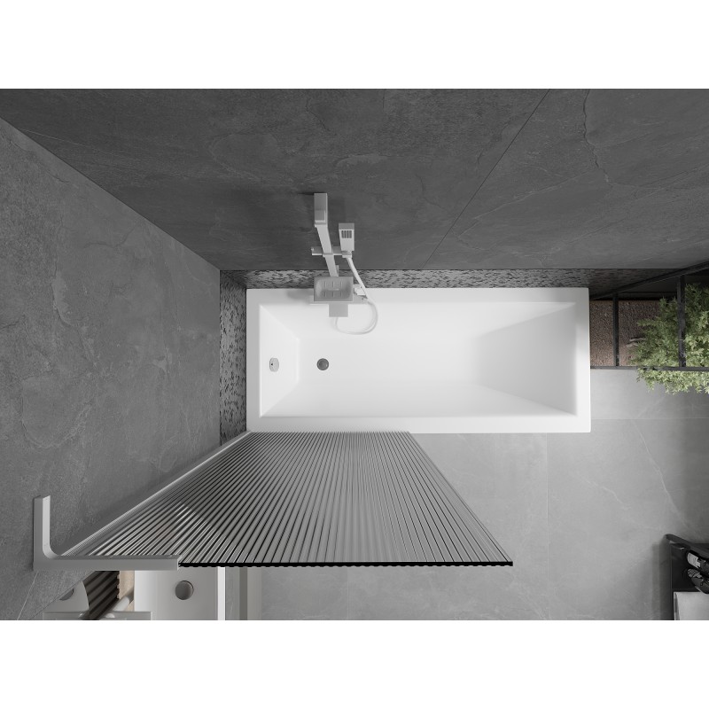 Mexen Next L pare-baignoire 1 vantail 80 x 150 cm, strié, blanc - 895-080-000-03-09-20