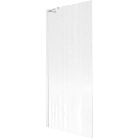 Mexen Next L pare-baignoire 1 vantail 80 x 150 cm, strié, blanc - 895-080-000-03-09-20