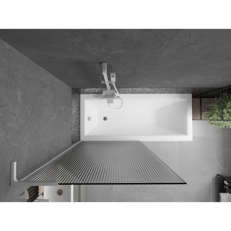 Mexen Next L pare-douche 1 vantail 90 x 150 cm, rayé, blanc - 895-090-000-03-09-20