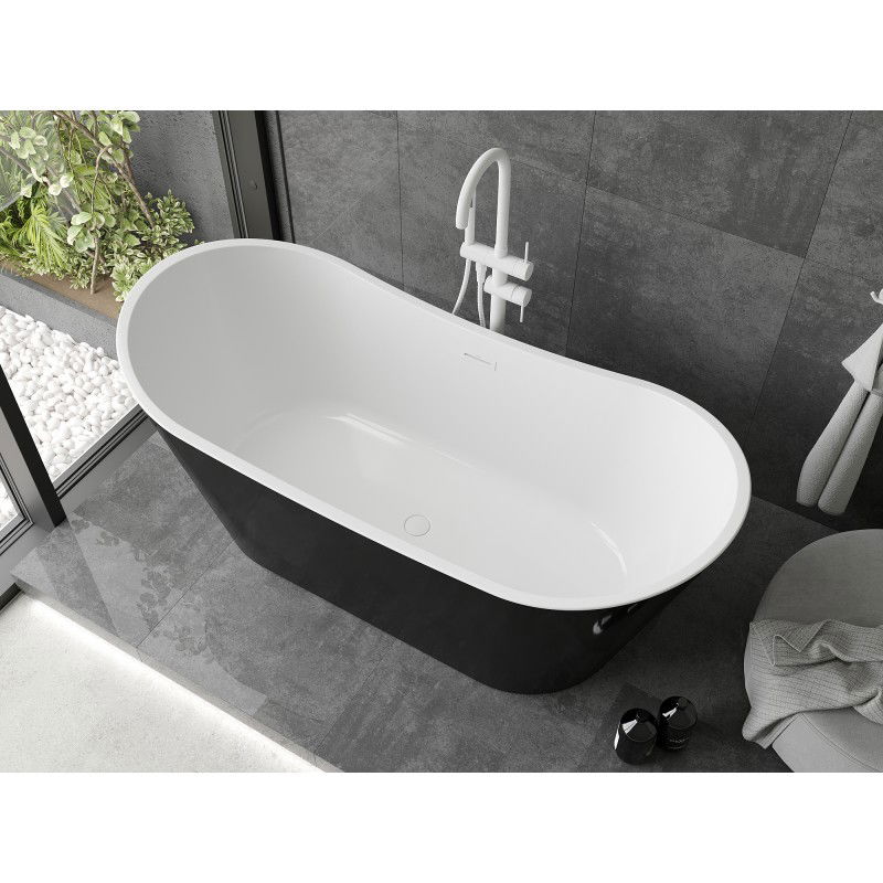 Mexen Montana baignoire autoportante 180 x 90 cm, blanc/noir, trop-plein blanc - 52011809075-20