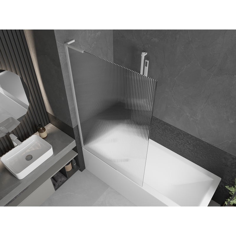 Mexen Next L paroi de douche pliable 1 volet 100 x 150 cm, rayures, blanc - 895-100-000-03-09-20