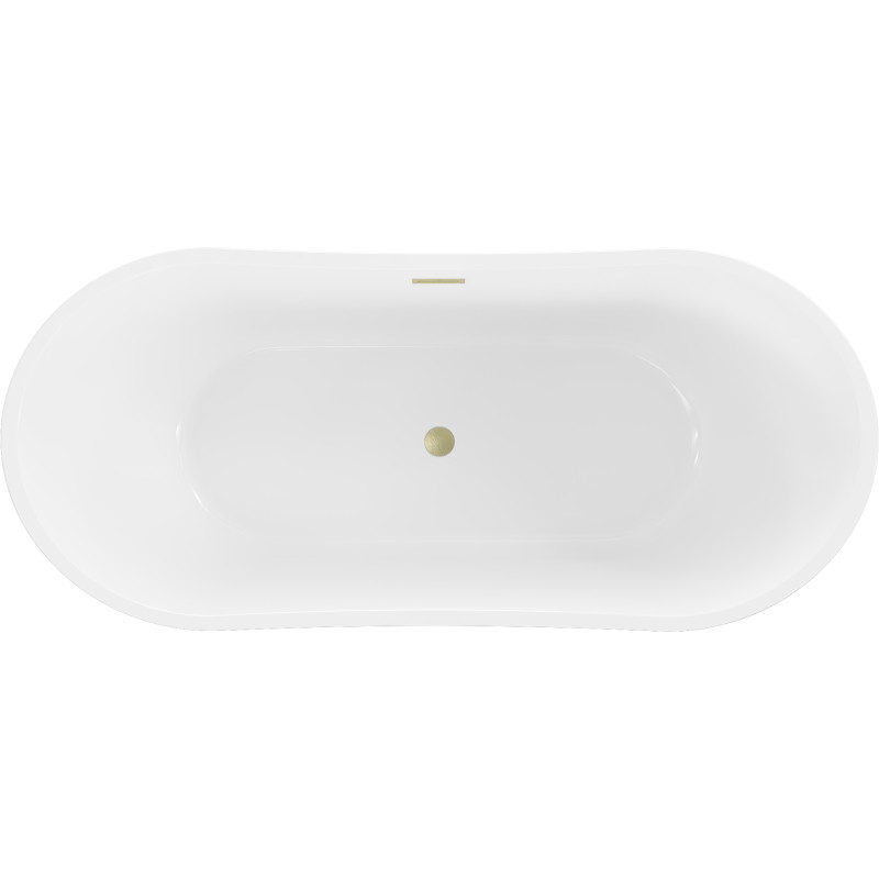Mexen Montana baignoire autoportante 180 x 90 cm, blanche/noire, trop-plein or brossé - 52011809075-55