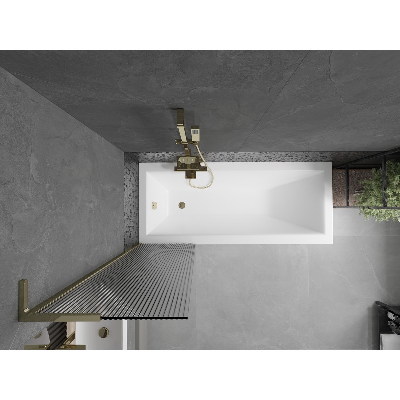 Mexen Next L paroi de baignoire à 1 volet 50 x 150 cm, rayures, doré - 895-050-000-03-09-50