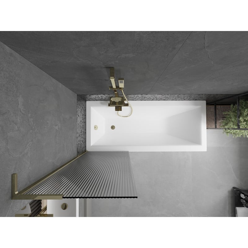 Mexen Next L paroi de baignoire 1 volet 60 x 150 cm, strié, doré - 895-060-000-03-09-50