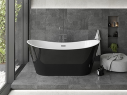 Mexen Montana baignoire autoportante 180 x 90 cm, blanche/noire, trop-plein gun gray brossé - 52011809075-66