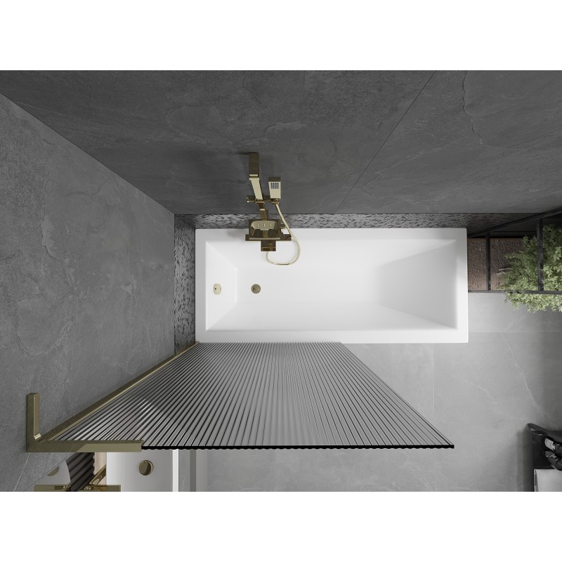 Mexen Next L paravent de baignoire 1-pliant 90 x 150 cm, rayures, doré - 895-090-000-03-09-50