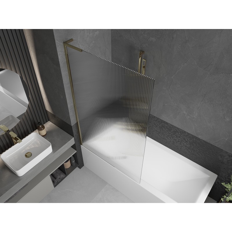 Mexen Next L paroi de baignoire 1-volet 100 x 150 cm, striée, dorée - 895-100-000-03-09-50