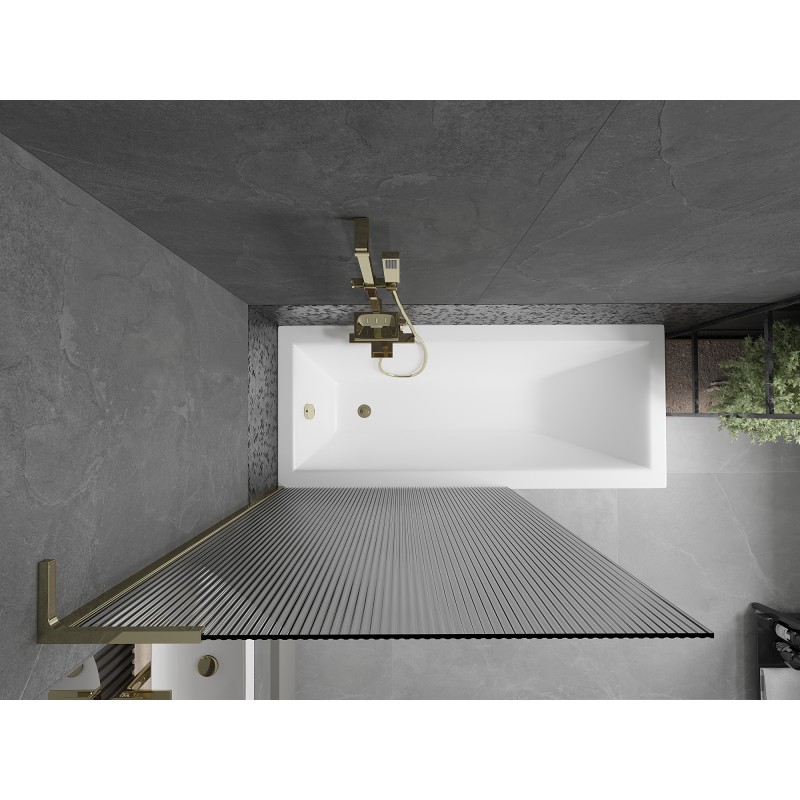 Mexen Next L paroi de baignoire 1-volet 100 x 150 cm, striée, dorée - 895-100-000-03-09-50