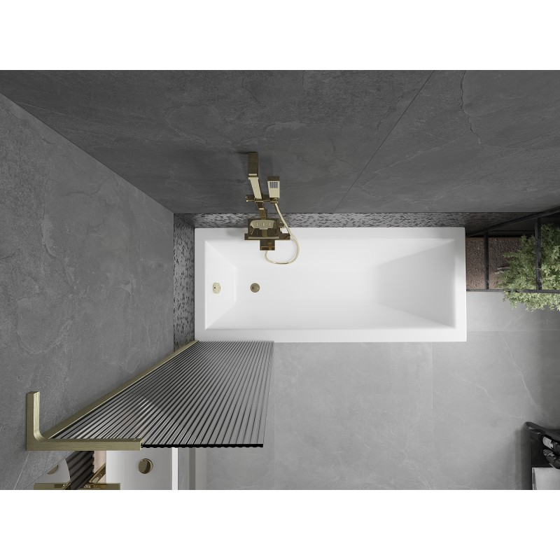 Mexen Next L paroi de baignoire 1 volet 50 x 150 cm, rayures, or brossé - 895-050-000-03-09-55