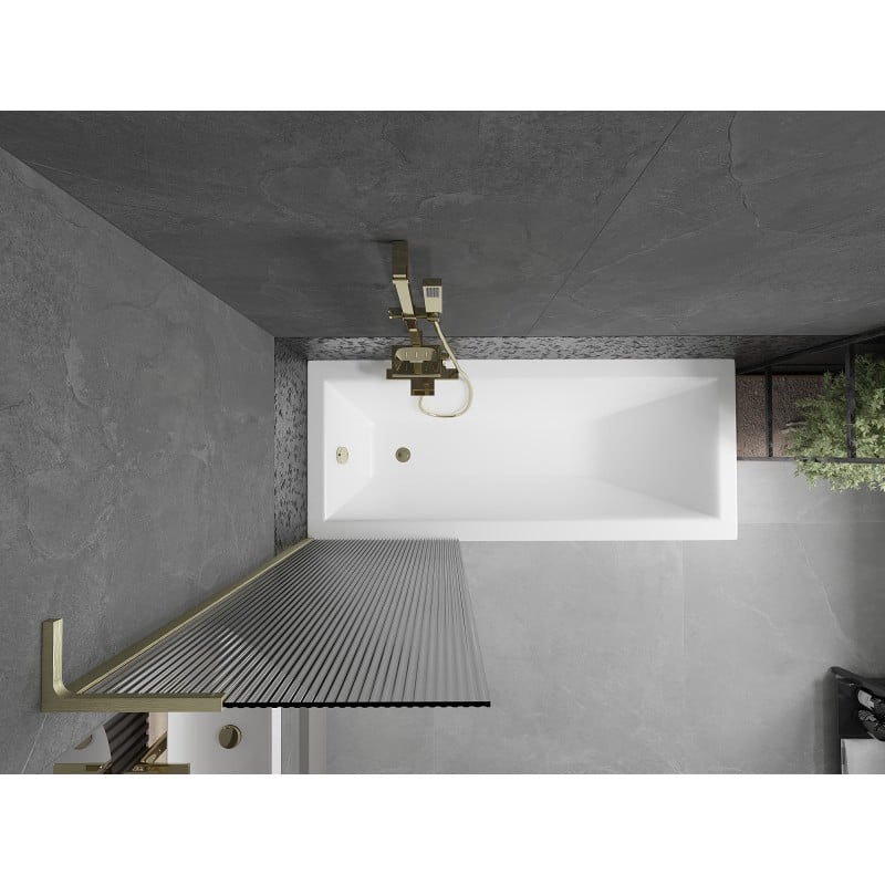 Mexen Next L paroi de baignoire 1 volet 60 x 150 cm, rayures, or brossé - 895-060-000-03-09-55