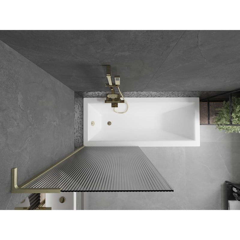 Mexen Next L paroi de baignoire 1 volet 80 x 150 cm, rayures, or brossé - 895-080-000-03-09-55