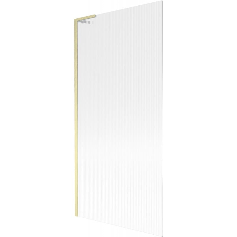 Mexen Next L paravent de baignoire 1 battant 90 x 150 cm, rayures, or brossé - 895-090-000-03-09-55