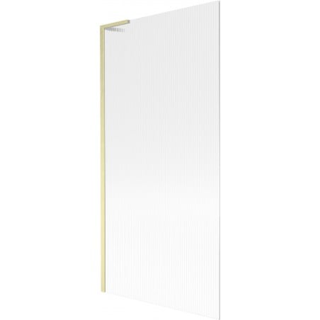 Mexen Next L paravent de baignoire 1 battant 90 x 150 cm, rayures, or brossé - 895-090-000-03-09-55