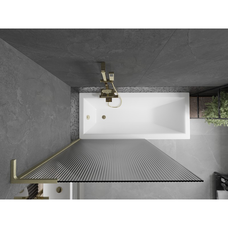 Mexen Next L paroi de baignoire 1 volet 100 x 150 cm, rayures, doré brossé - 895-100-000-03-09-55