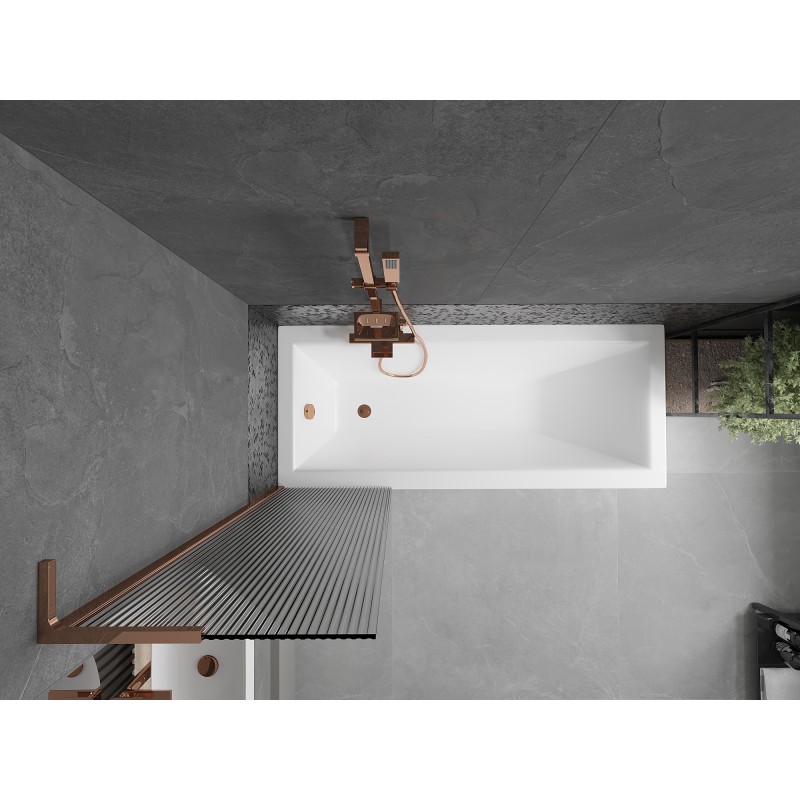 Mexen Next L paroi de baignoire 1 vantail 50 x 150 cm, rayée, or rose - 895-050-000-03-09-60