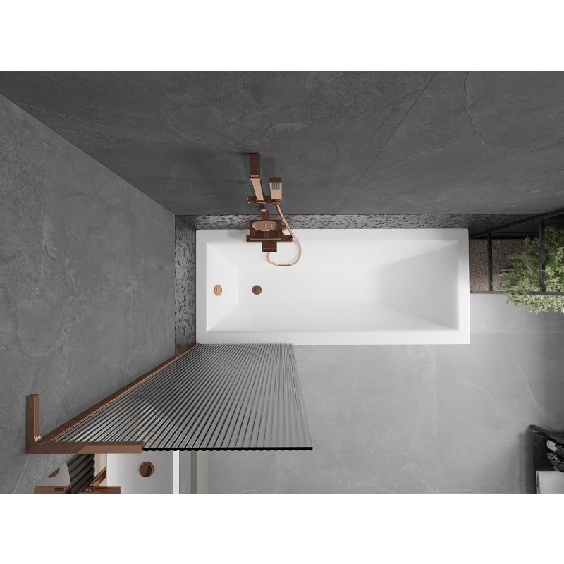 Mexen Next L paroi de baignoire à 1 vantail 60 x 150 cm, rayée, or rose - 895-060-000-03-09-60