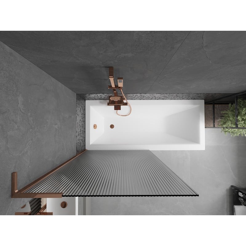 Mexen Next L paroi de baignoire 1-volet 90 x 150 cm, rayé, or rose - 895-090-000-03-09-60