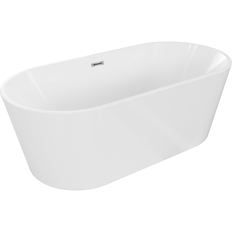 Mexen Luna baignoire autoportante 150 x 75 cm, blanche, trop-plein chromé - 52031507500-01