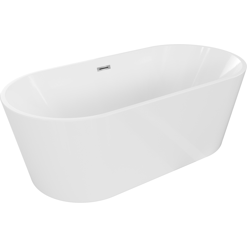 Mexen Luna baignoire autoportante 160 x 75 cm, blanche, trop-plein chromé - 52031607500-01