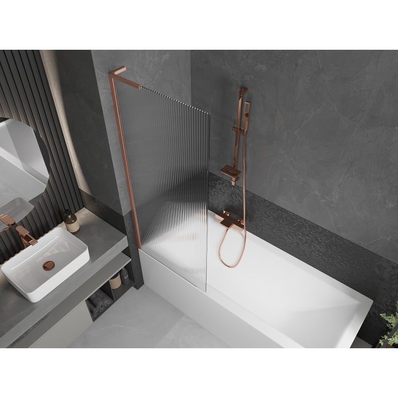 Mexen Next L paroi de baignoire 1 volet 70 x 150 cm, rayures, cuivre brossé - 895-070-000-03-09-65