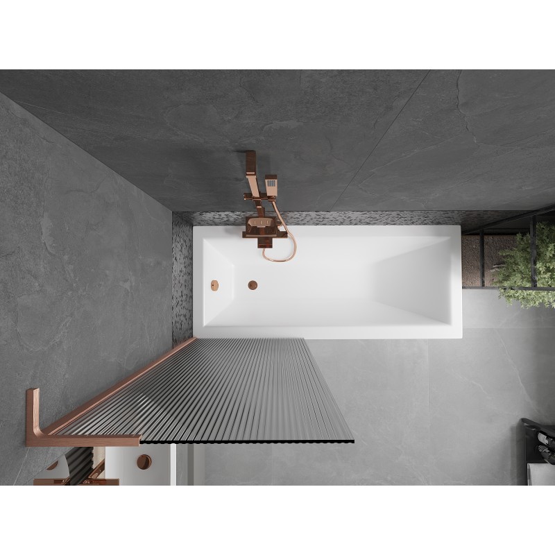 Mexen Next L paroi de baignoire 1 volet 70 x 150 cm, rayures, cuivre brossé - 895-070-000-03-09-65