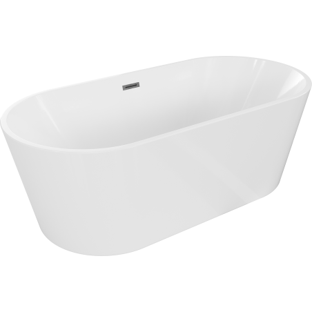 Mexen Luna baignoire autoportante 150 x 75 cm, blanche, trop-plein gris canon brossé - 52031507500-66