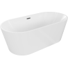 Mexen Luna baignoire autoportante 150 x 75 cm, blanche, trop-plein gris canon brossé - 52031507500-66