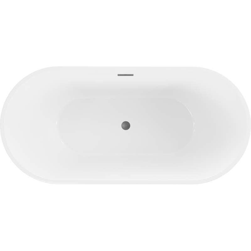 Mexen Luna baignoire autoportante 150 x 75 cm, blanche, trop-plein gris canon brossé - 52031507500-66