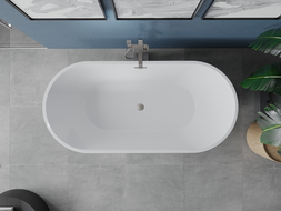 Mexen Luna baignoire autoportante 150 x 75 cm, blanche, trop-plein nickel brossé - 52031507500-97