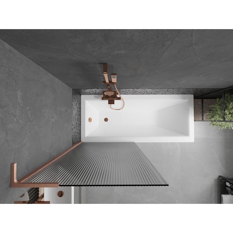 Mexen Next L paravent de baignoire à 1 volet 80 x 150 cm, rayures, cuivre brossé - 895-080-000-03-09-65