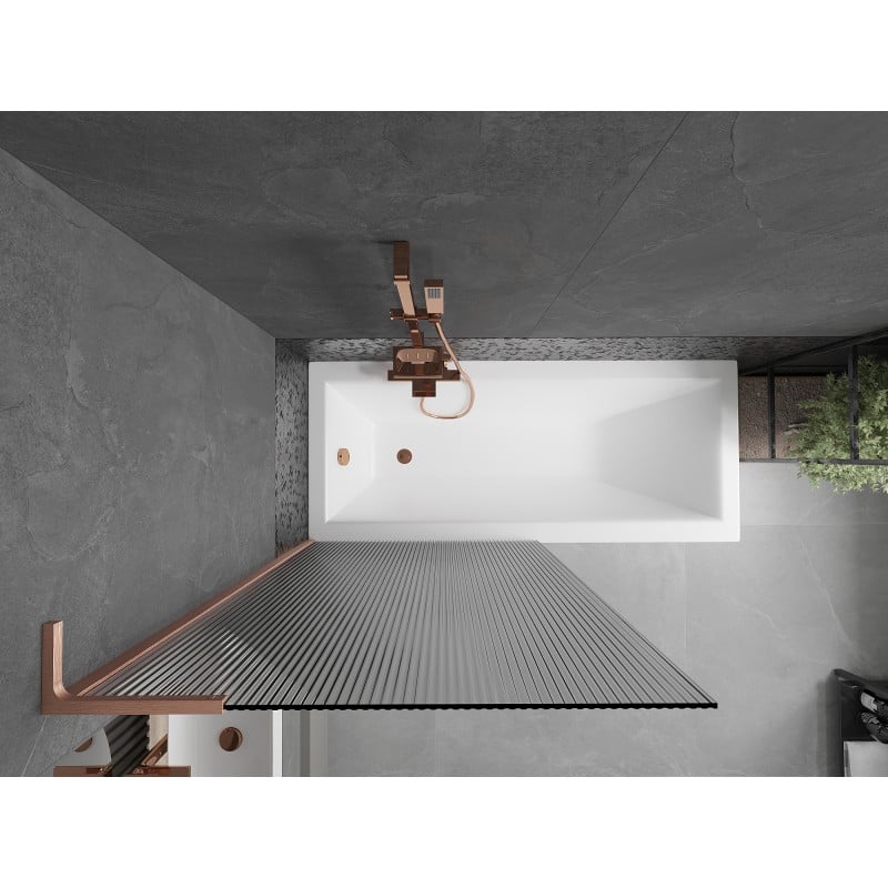 Mexen Next L paroi de baignoire 1 vantail 90 x 150 cm, rayures, cuivre brossé - 895-090-000-03-09-65