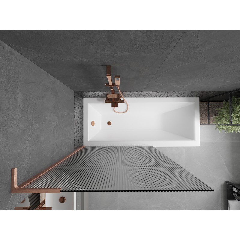 Mexen Next L paroi de baignoire à 1 volet 100 x 150 cm, rayures, cuivre brossé - 895-100-000-03-09-65
